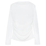 皺褶設計長袖上衣